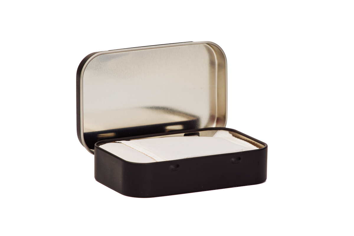 Open view of Four Sisters Espresso Instant Coffee Tin with notes of Chocolate Ganache, Caramel, & Key lime