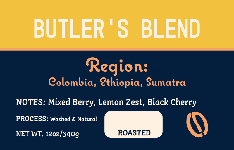 Butler's Blend Label with notes of Mixed Berry, Lemon Zest, Black Cherry